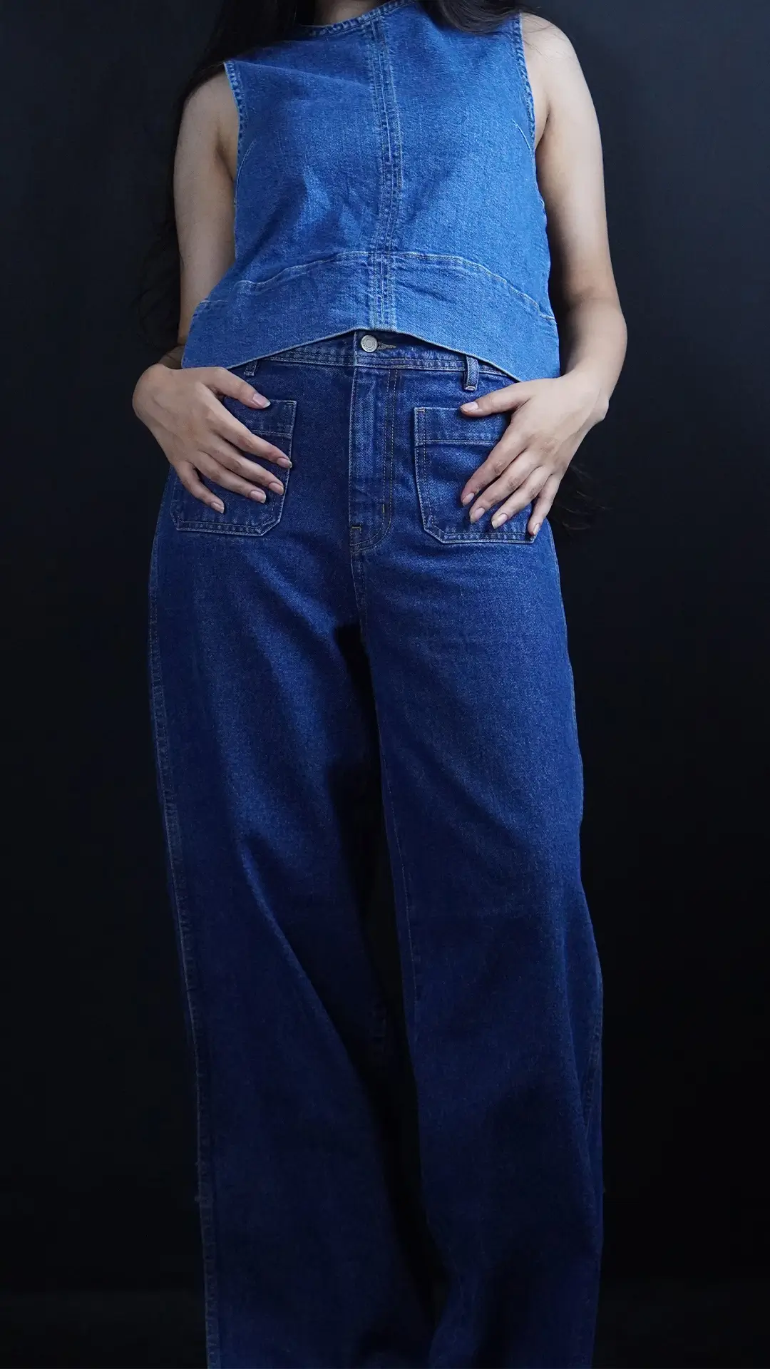 Indigo Side Pocket Wide Flare Jeans