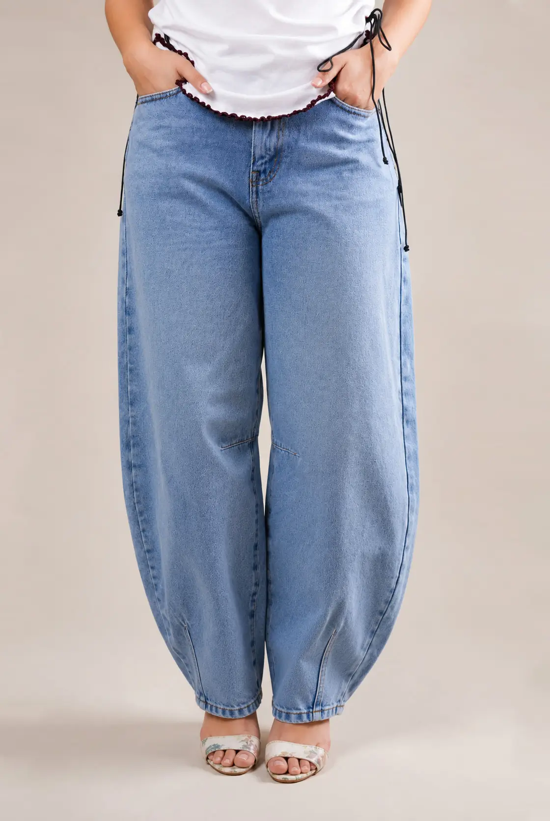 Light Wash Barrel Denim Jeans