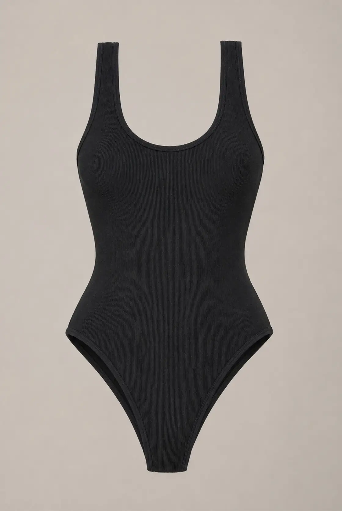 Ribbed Scoop Neck Bodysuit – black