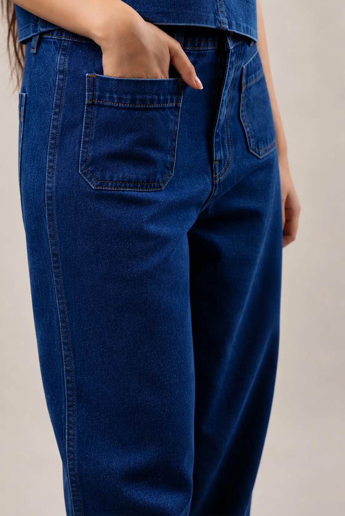 Indigo Side Pocket Wide Flare Jeans